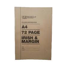 A4 72pg College Irish Ruled Book